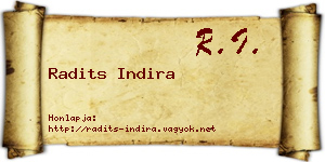 Radits Indira névjegykártya